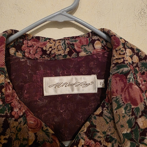 All Week Long Corduroy Fruit Long Sleeve Dress Size 8 - Picture 5 of 8